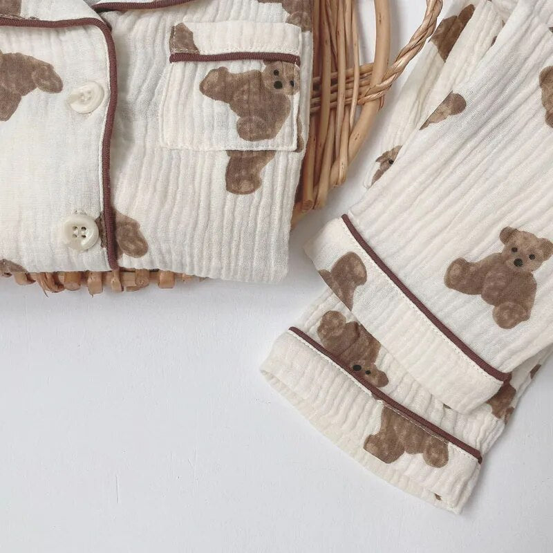 Bear Long and Short Sleeve Sleepwear Set