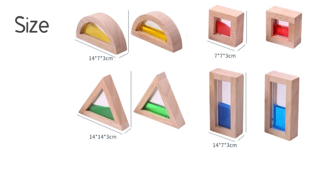 Wooden Large Building Blocks 8 Pcs Geometry Sensory Rainbow Construction Stacking Blocks