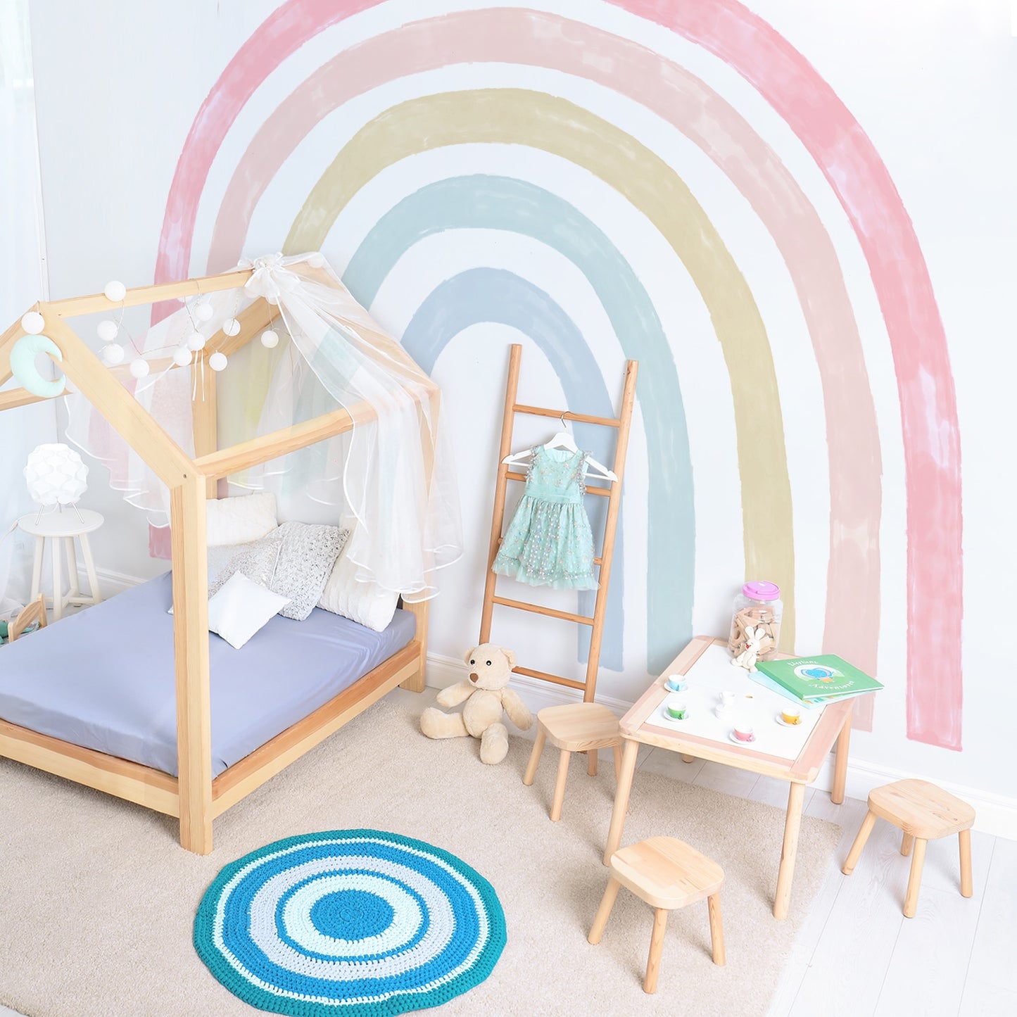 Funlife® Watercolour Rainbow Wall Sticker Wallpaper