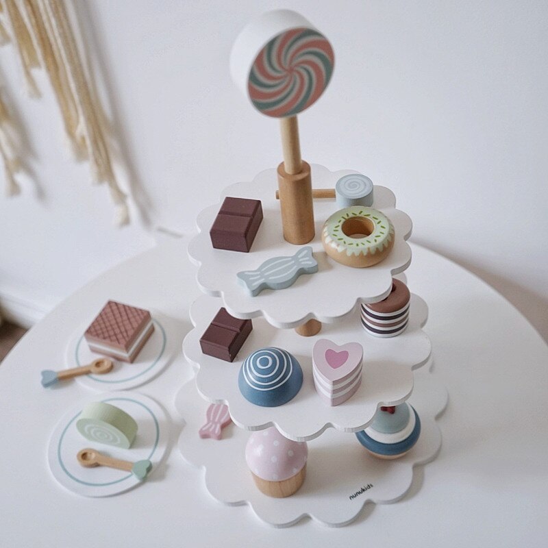 Wooden Cake Dessert Table Afternoon Tea Apron Toy