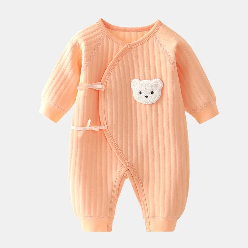 Teddy Bear Cross over Fasten Romper