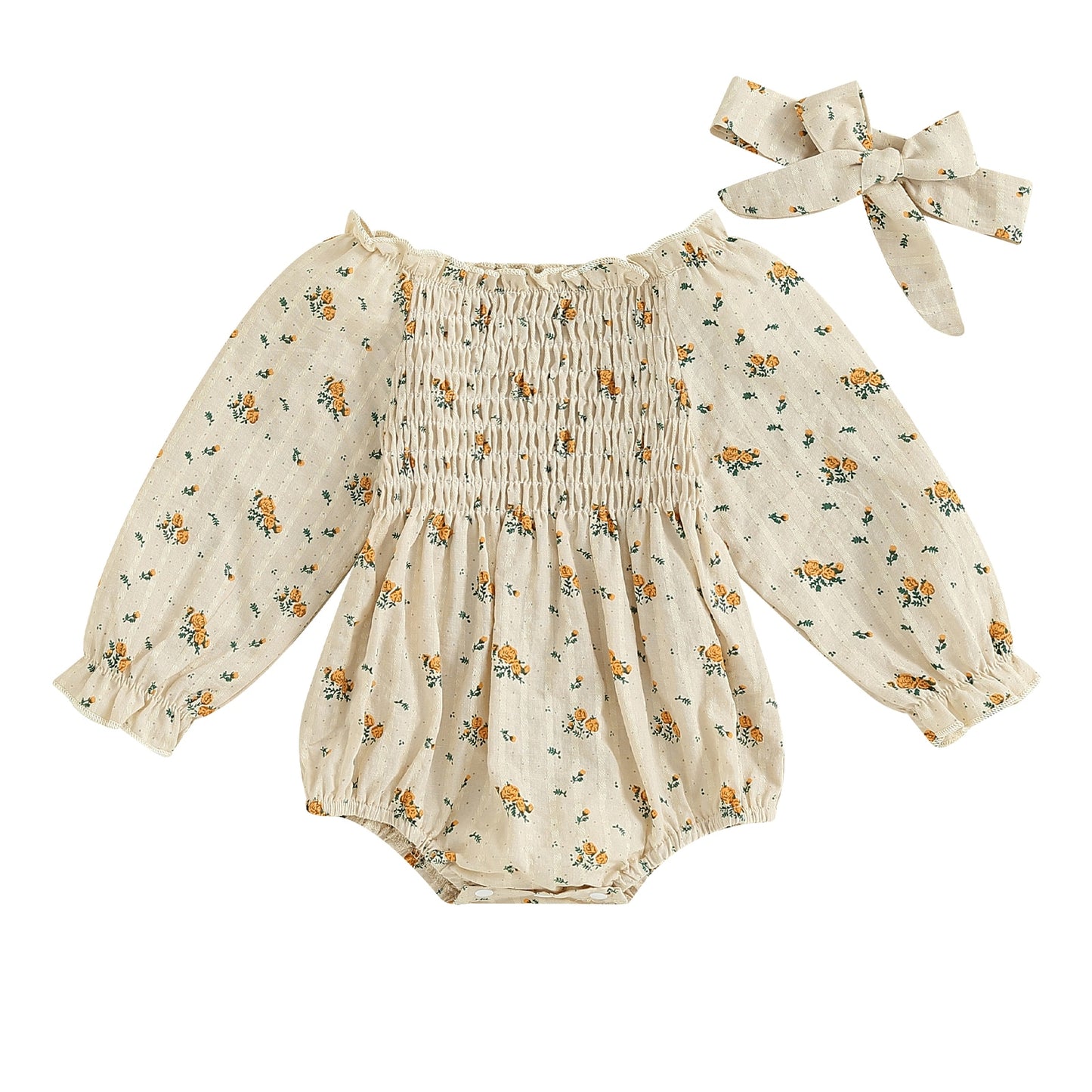 Girls Off Shoulder Floral Print Romper