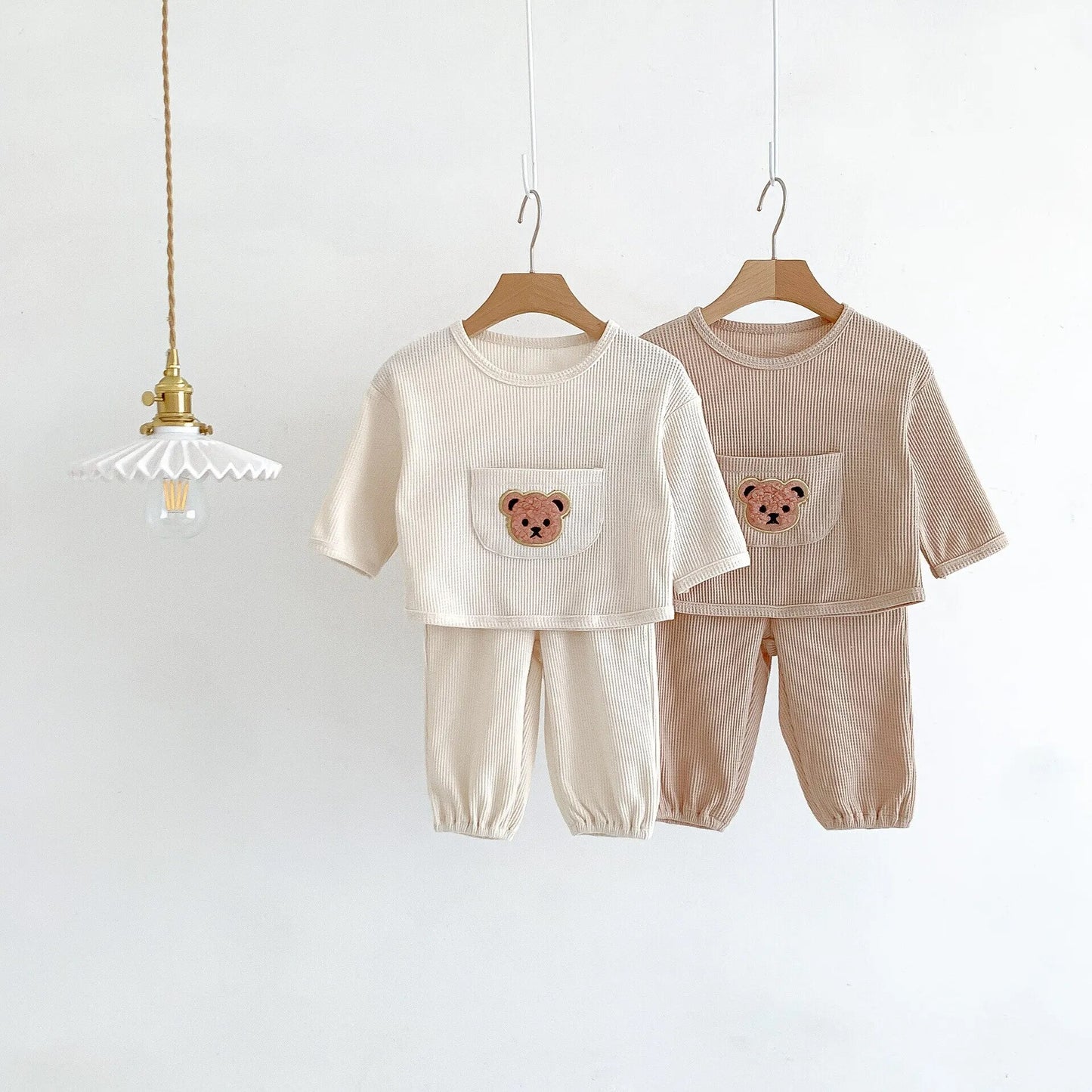 Bear Waffle long and short sleeve set