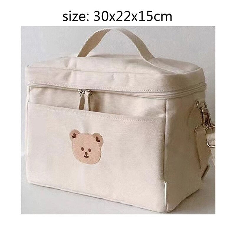 Bear Embroidery Insulated Lunch Bag