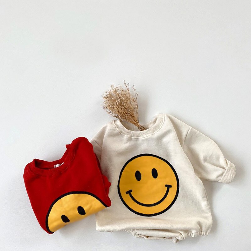 Children Long Sleeved Romper Cotton Smile Print