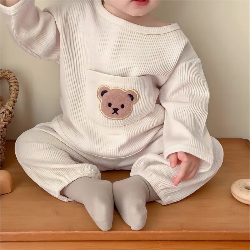 Bear Waffle long and short sleeve set