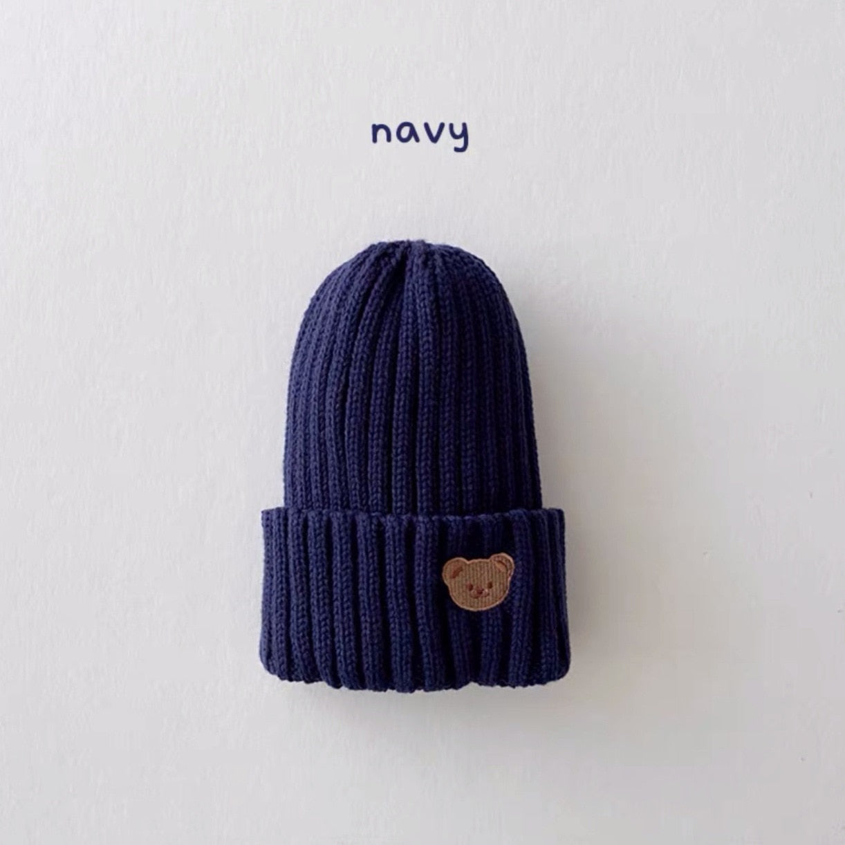 Baby Knit Hat Bear Head Embroidery