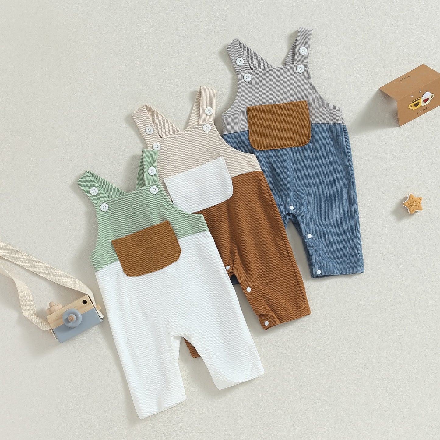 Two Tone Patterned Dungarees