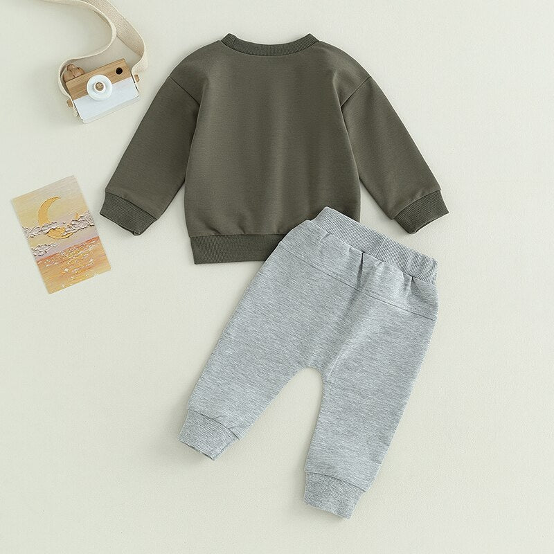 Mama's Boy 2Pcs Casual Pants Sets Long Sleeve Top & Drawstring Pants