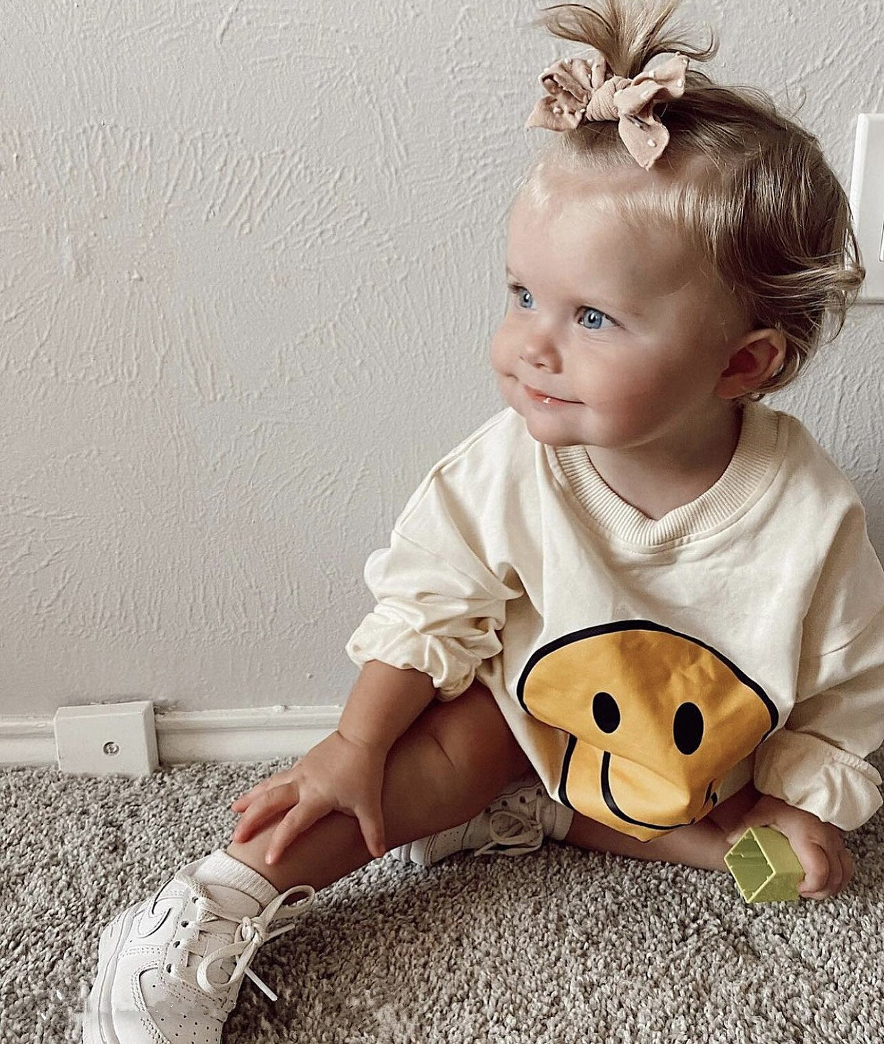 Children Long Sleeved Romper Cotton Smile Print