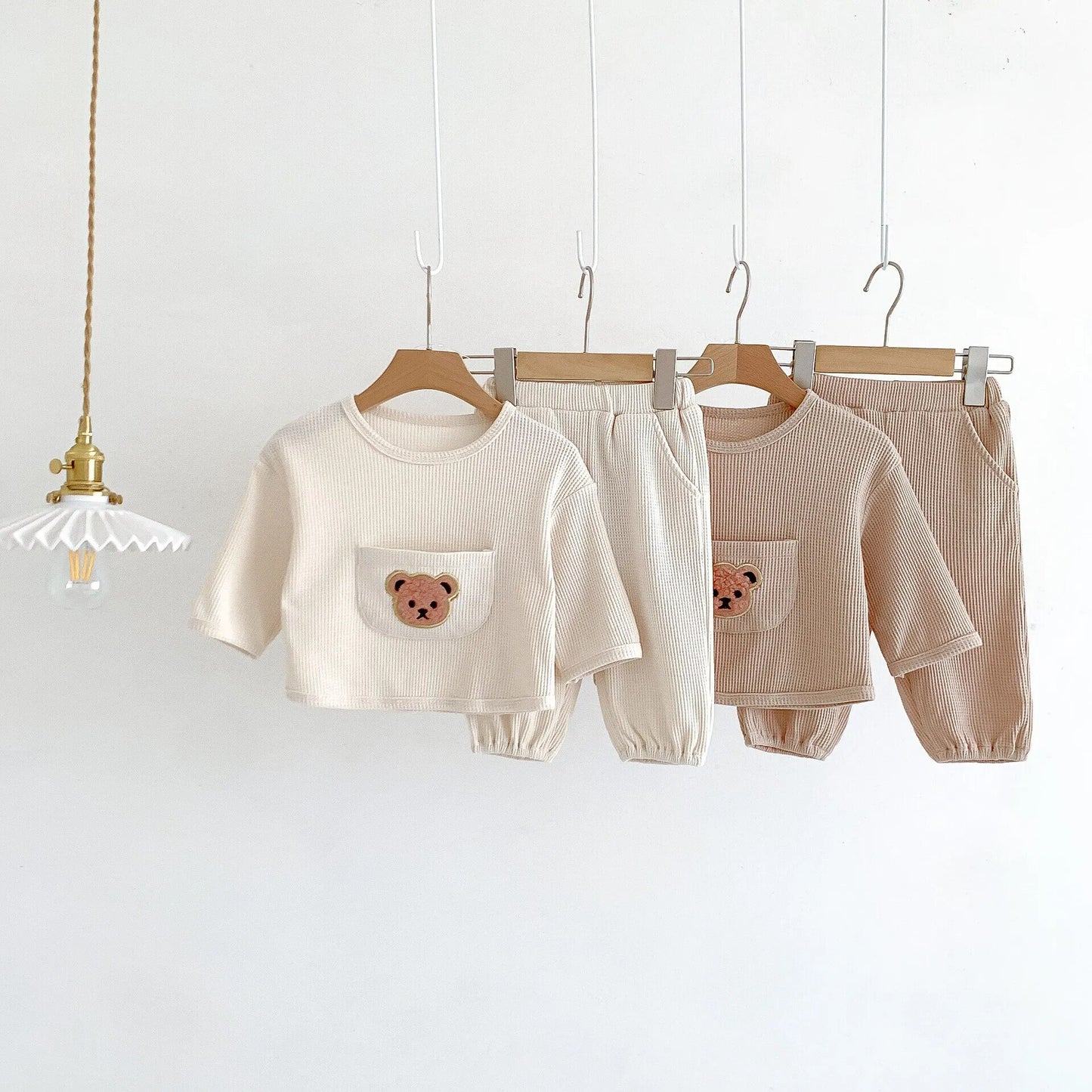 Bear Waffle long and short sleeve set