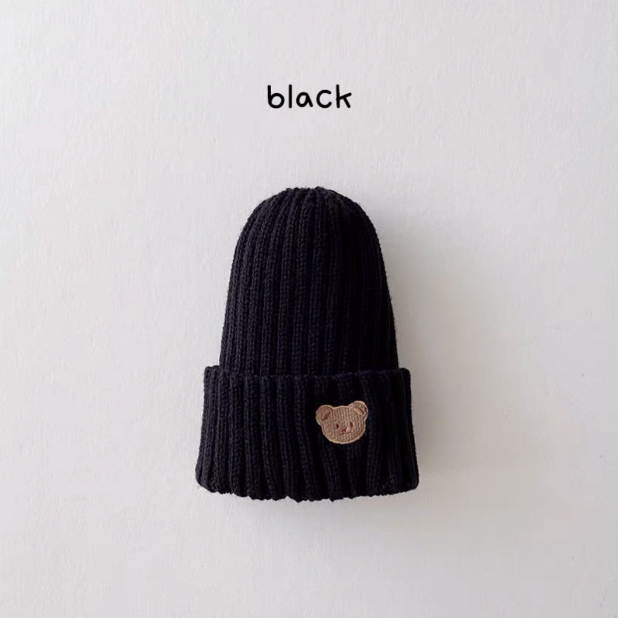 Baby Knit Hat Bear Head Embroidery