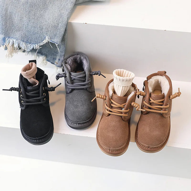 Suede Winter Boots with Zip