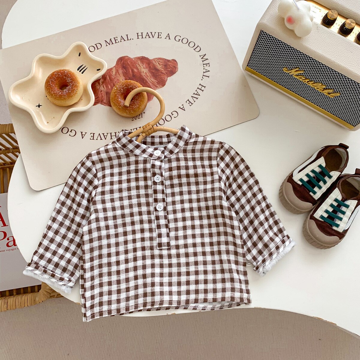 Solid Bottoming Shirt Plaid Casual Long Sleeve