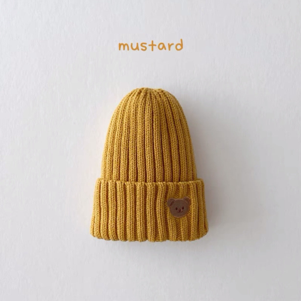 Baby Knit Hat Bear Head Embroidery