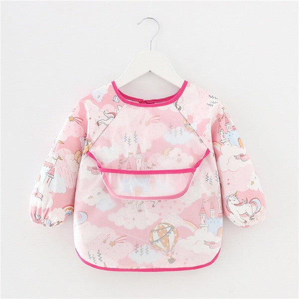 Long Sleeve Apron for Baby Self-Feeding and Mess-Free Drawing