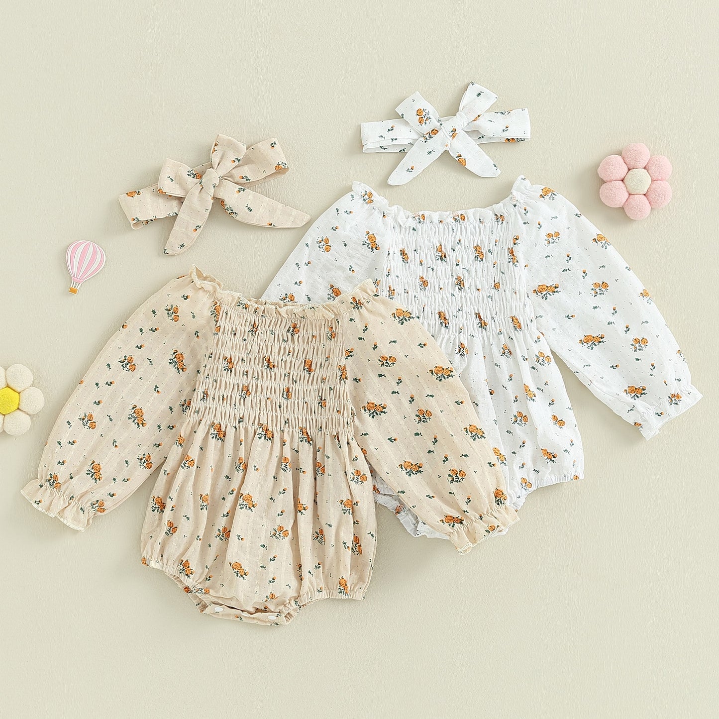 Girls Off Shoulder Floral Print Romper