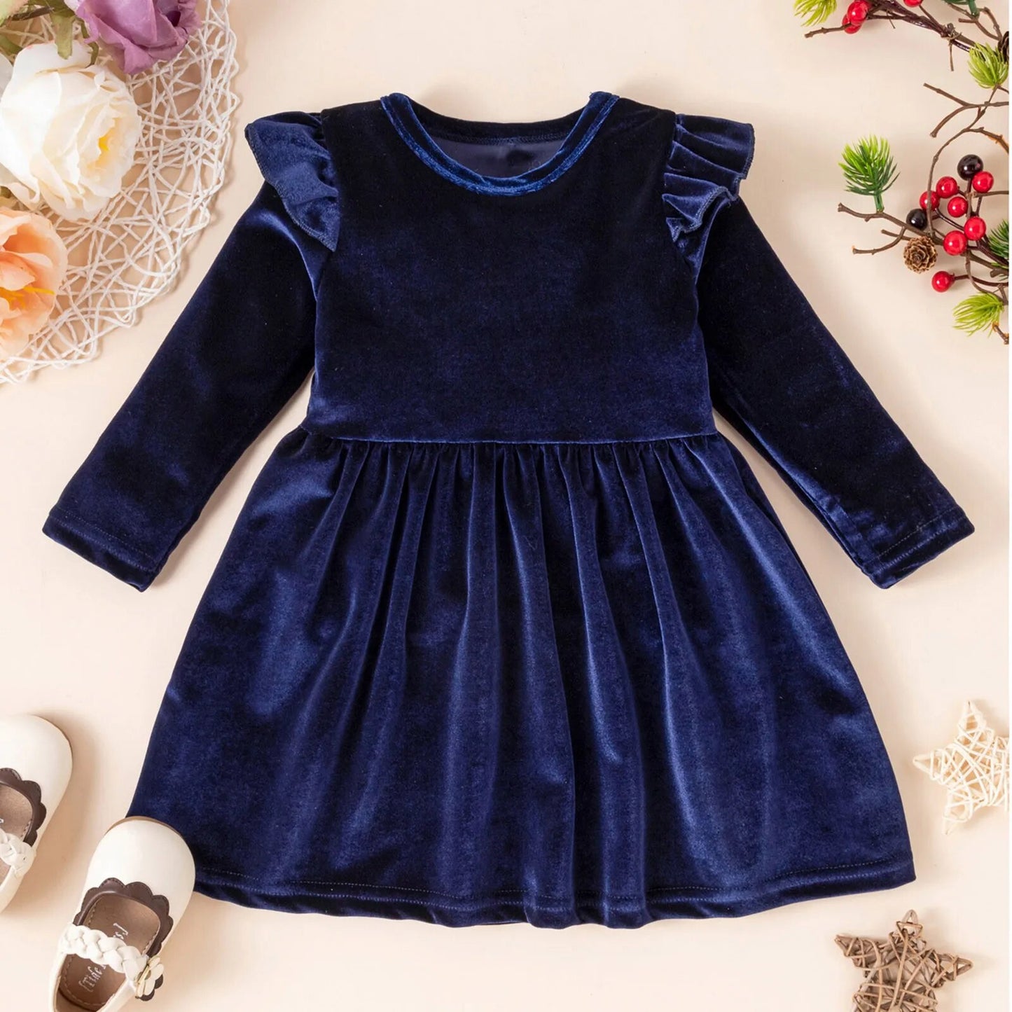 Long Sleeve Velvet Party Dress