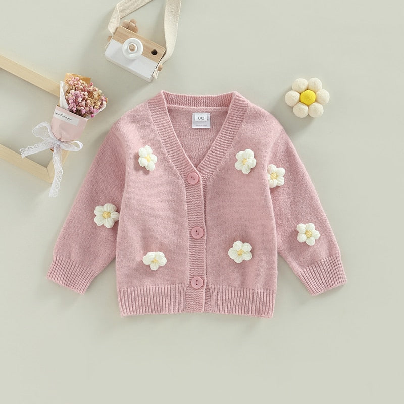Flower V Neck Cardigan