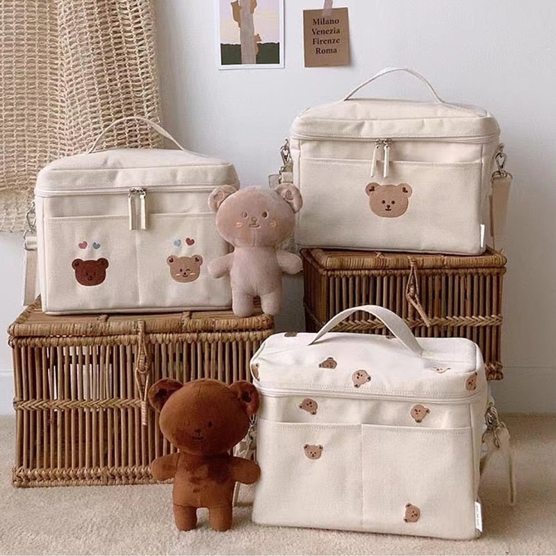 Bear Embroidery Insulated Lunch Bag