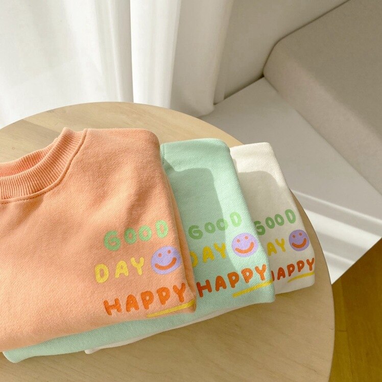 Girls Cotton Soft Smiley Casual Long Sleeve Top