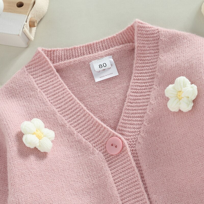 Flower V Neck Cardigan