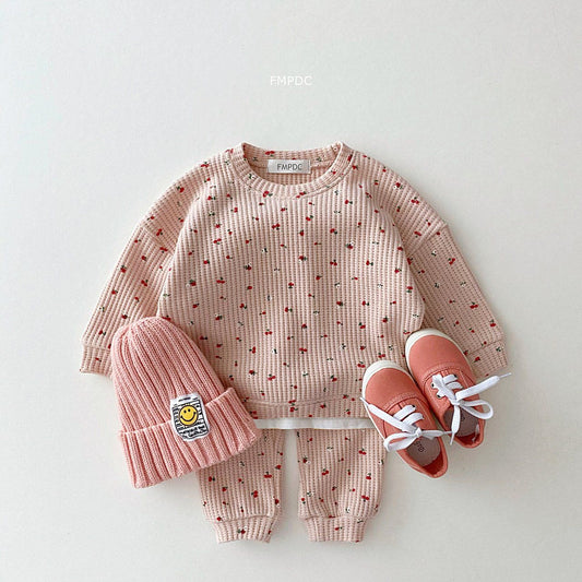 Toddler Waffle Cotton Clothes Set
